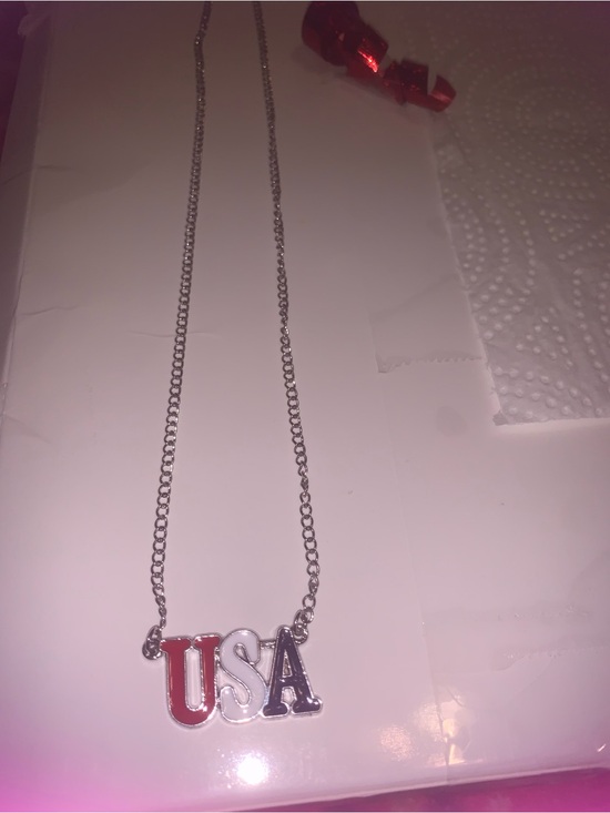 The Unbranded Brand Jewelry - Patriotic USA Letter Pendant Necklace - Red, White & Blue